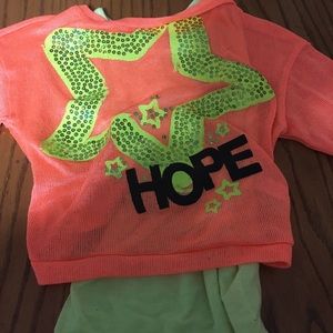 Girls justice shirt bright orange and lime green